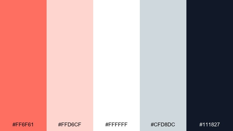 modern minimal coral color palette with hex codes