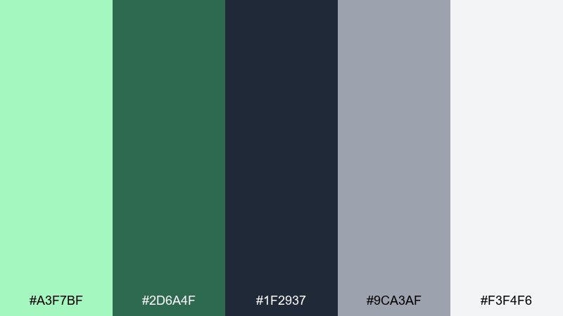 modern mint charcoal mint color palette with hex codes