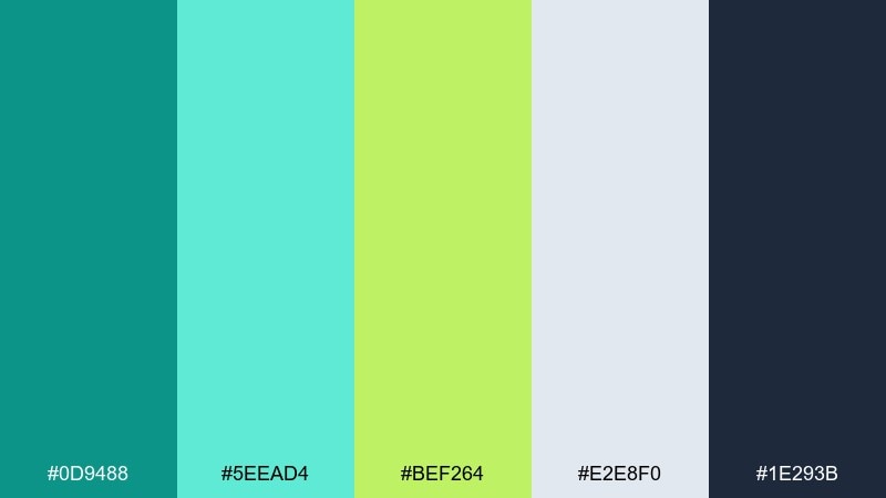 modern mint grid teal lime green color palette with hex codes