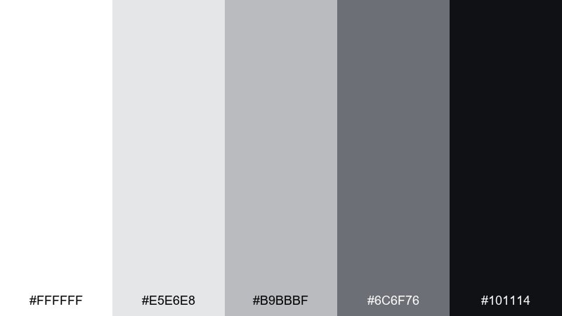 modern monochrome cool grey color palette with hex codes