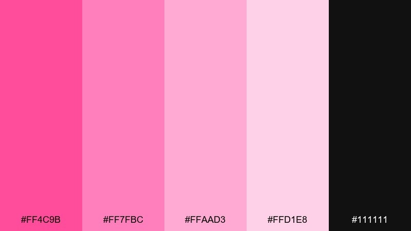 modern monochrome pink flamingo pink color palette with hex codes