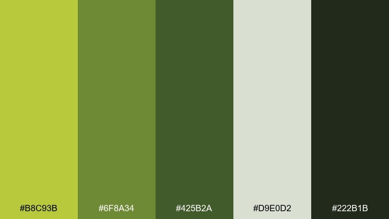 modern moss peridot color palette with hex codes