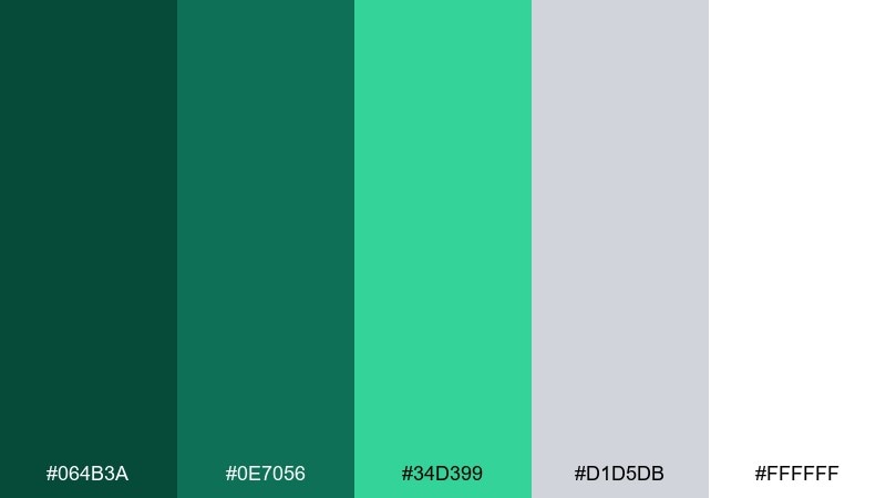 modern museum emerald color palette with hex codes