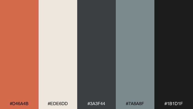 modern museum signage burnt sienna color palette with hex codes