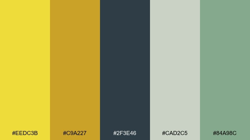 modern mustard banana yellow color palette with hex codes