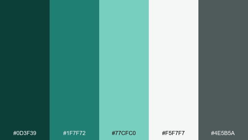 modern office calm jade color palette with hex codes