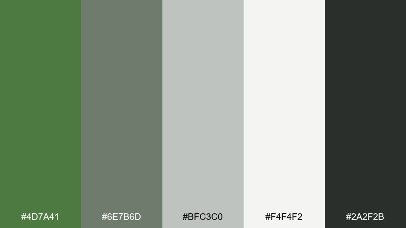 modern olive concrete fern green color palette with hex codes