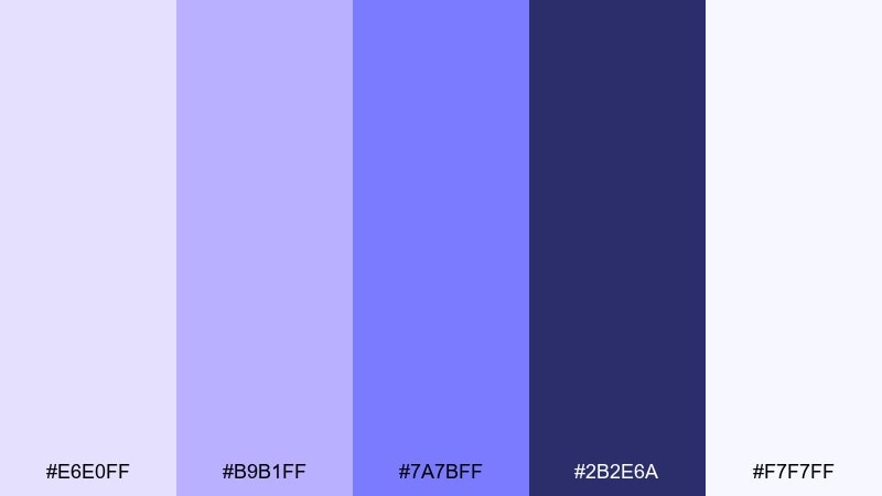 modern periwinkle pop color palette with hex codes