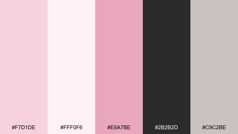 modern petal contrast pale pink color palette with hex codes