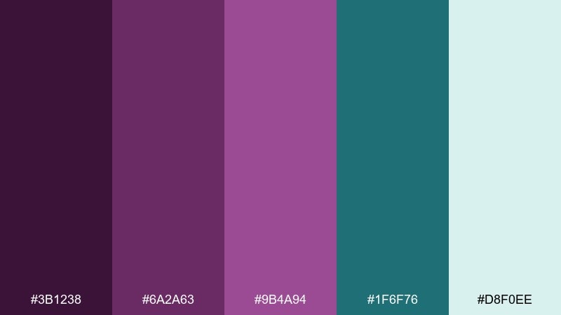 modern plum and teal purple plum color palette with hex codes