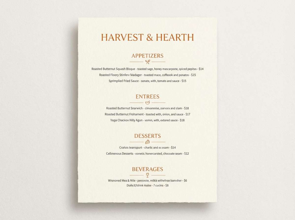modern restaurant menu