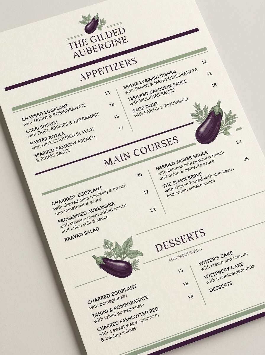 restaurant menu layout
