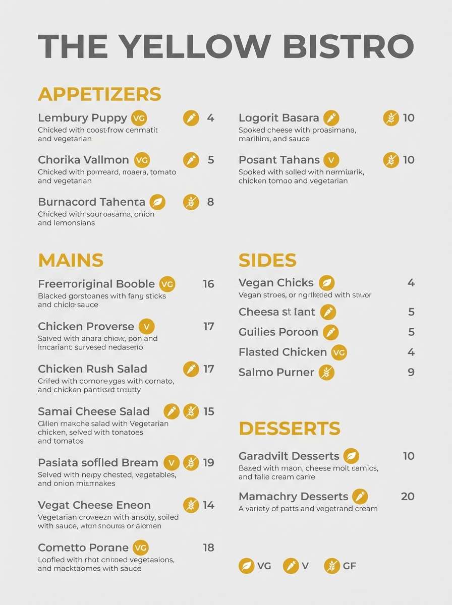 modern menu in gray tones