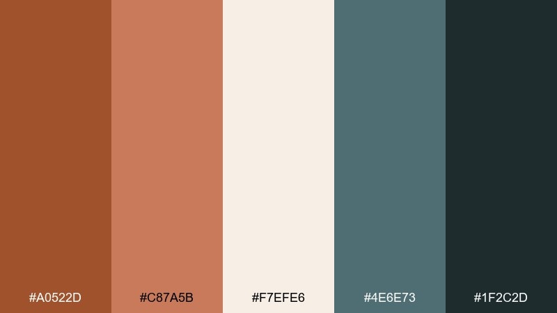 modern southwest sienna color palette with hex codes