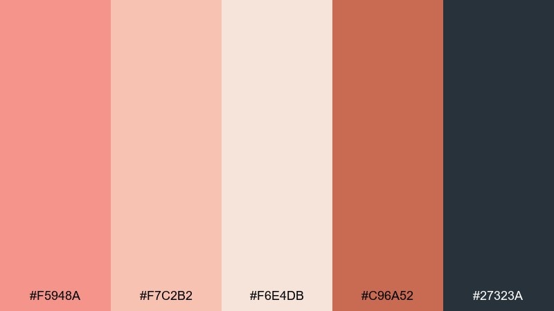 modern terracotta peach salmon peach color palette with hex codes