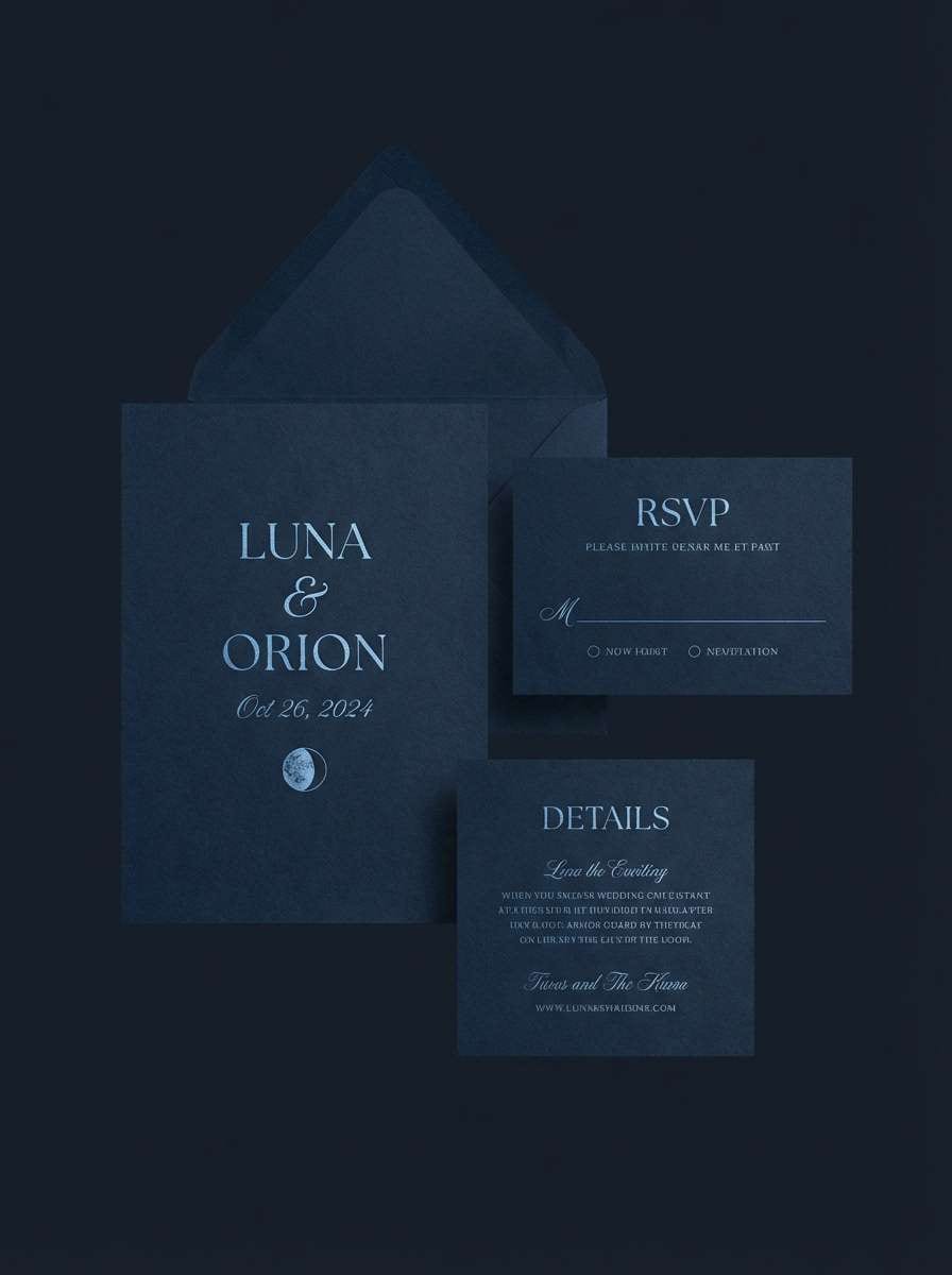 modern dark wedding invite