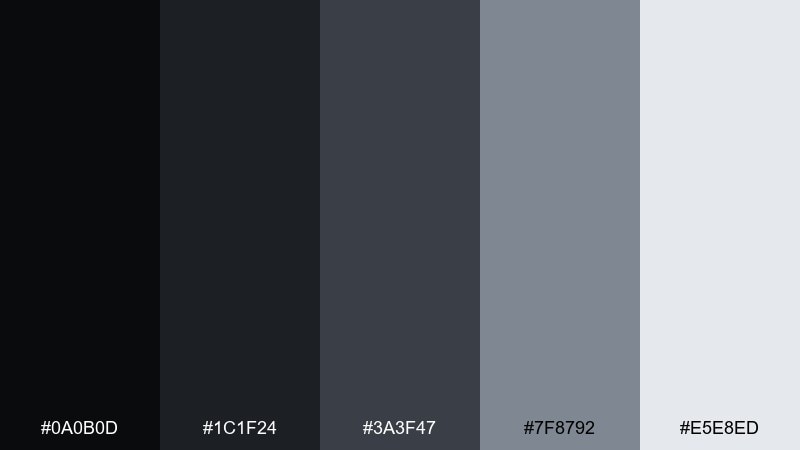 mono workshop color palette with hex codes