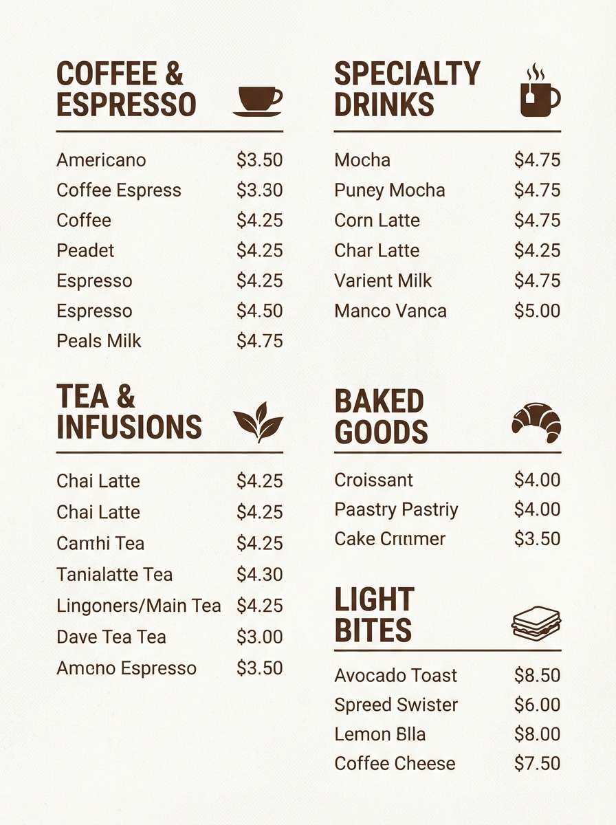 cocoa coffee menu board
