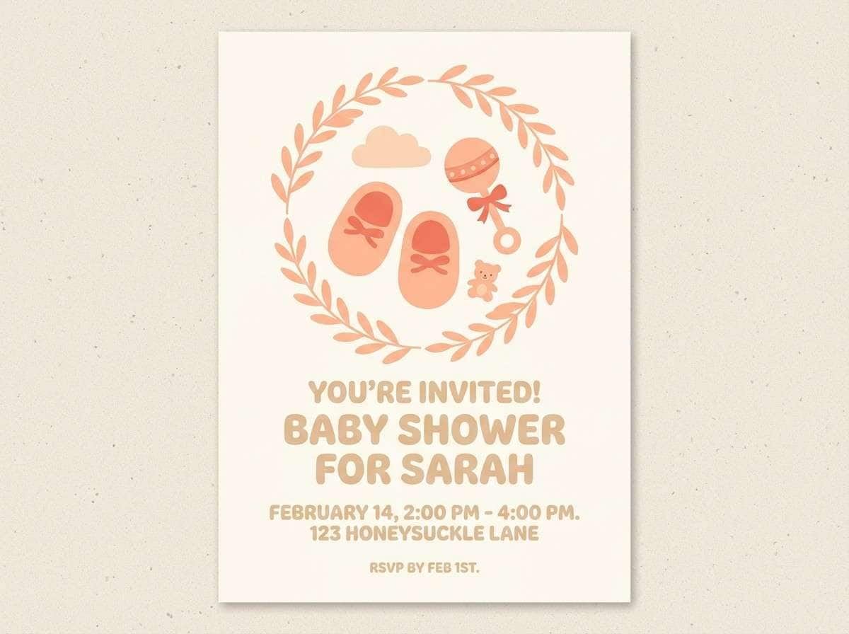 peach baby shower flyer