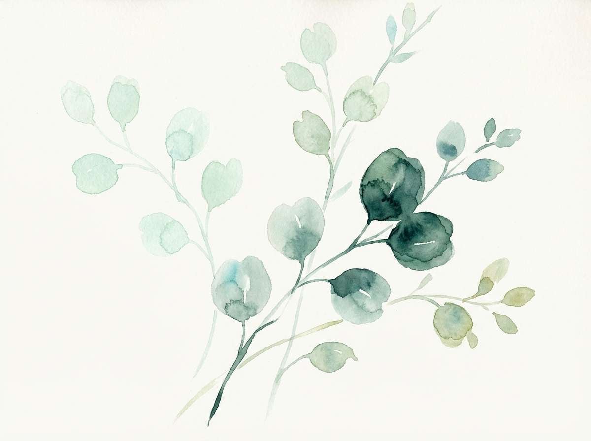mint watercolor botanical art