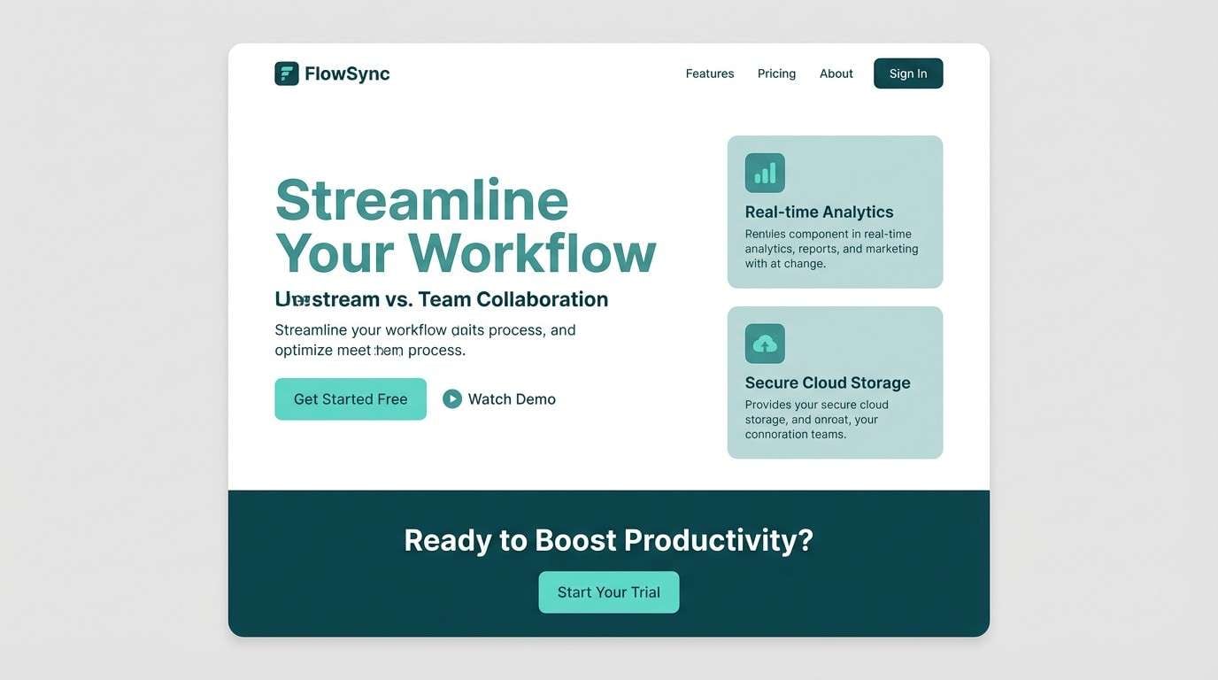 teal saas landing ui