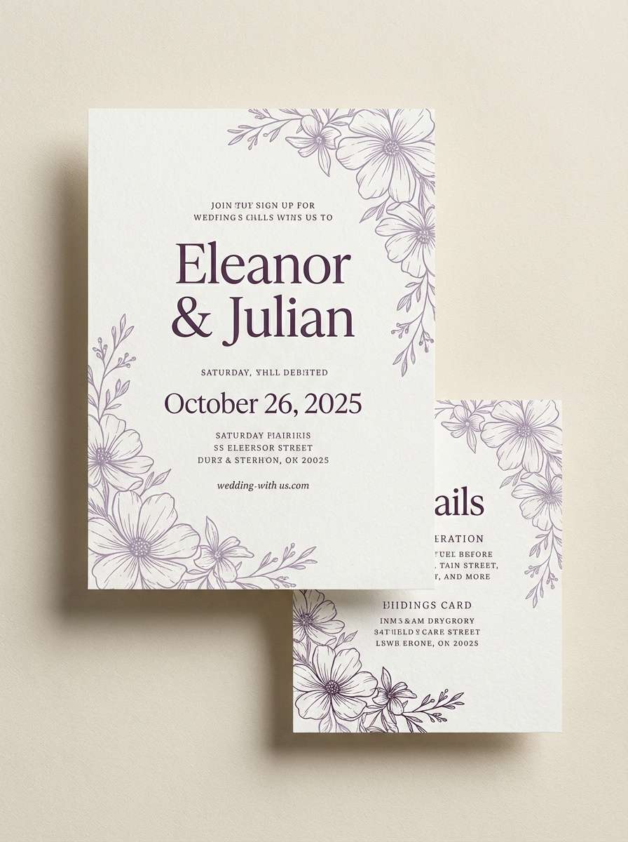 lavender wedding invitation set