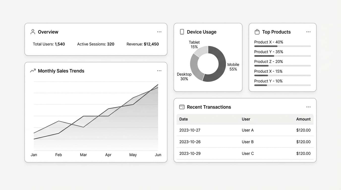 graphite dashboard ui mockup