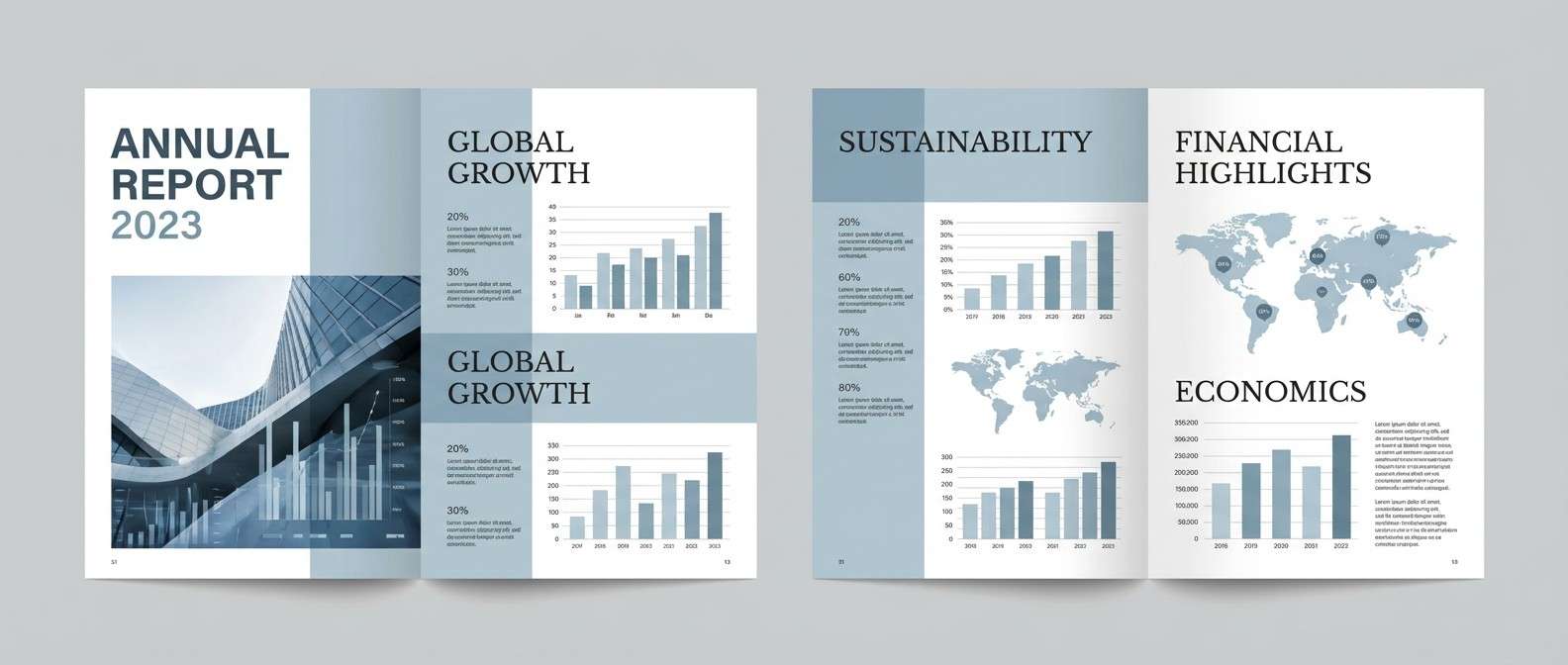 blue gray report layout
