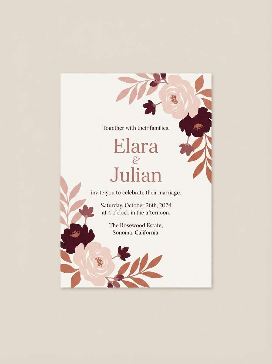 rose wedding invitation design