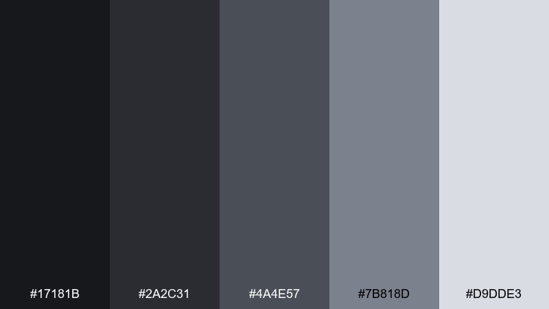 monochrome drift dark gray color palette with hex codes