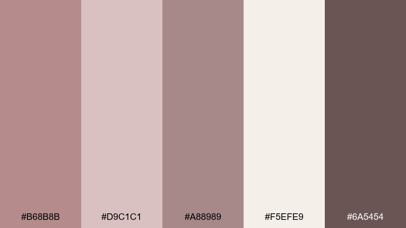monochrome rose taupe color palette with hex codes