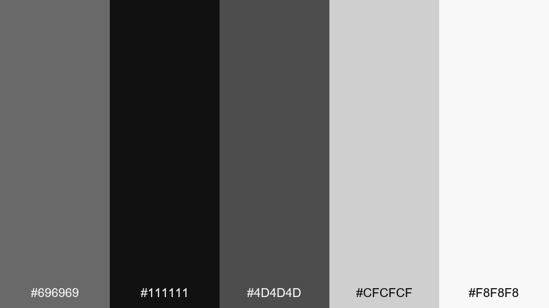 monochrome workshop dim gray color palette with hex codes