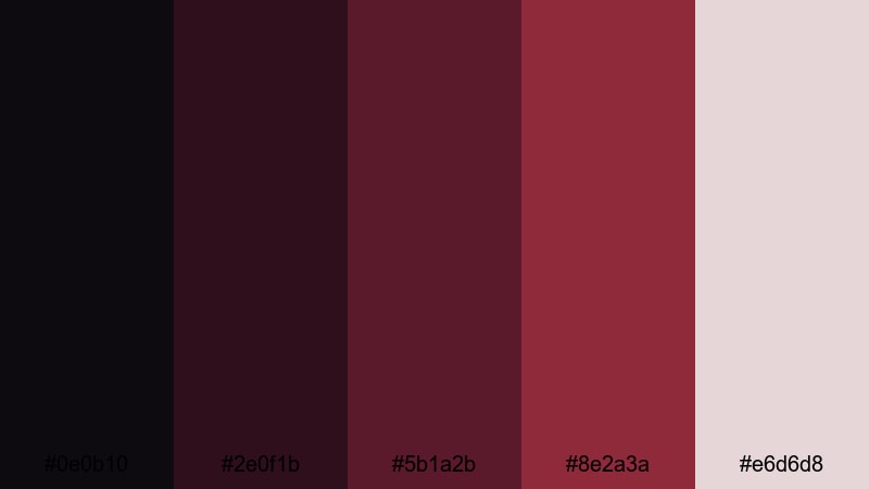 moody merlot color palette with hex codes