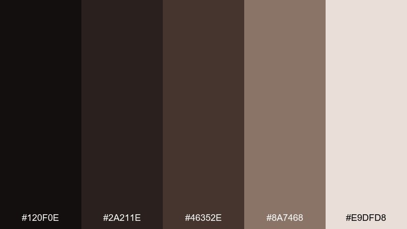 moonlit cocoa shadow color palette with hex codes
