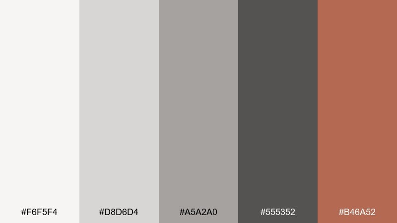 moonlit copper cool grey color palette with hex codes