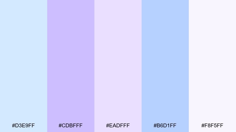 moonlit hydrangea pastel blue purple color palette with hex codes