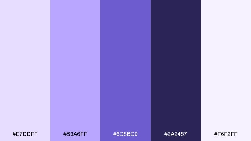 moonlit lavender fairy tale color palette with hex codes