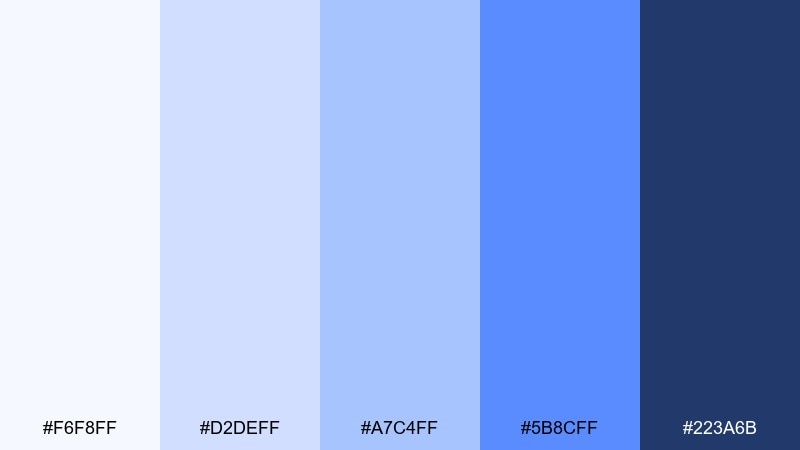 morning rain blue and light blue color palette with hex codes