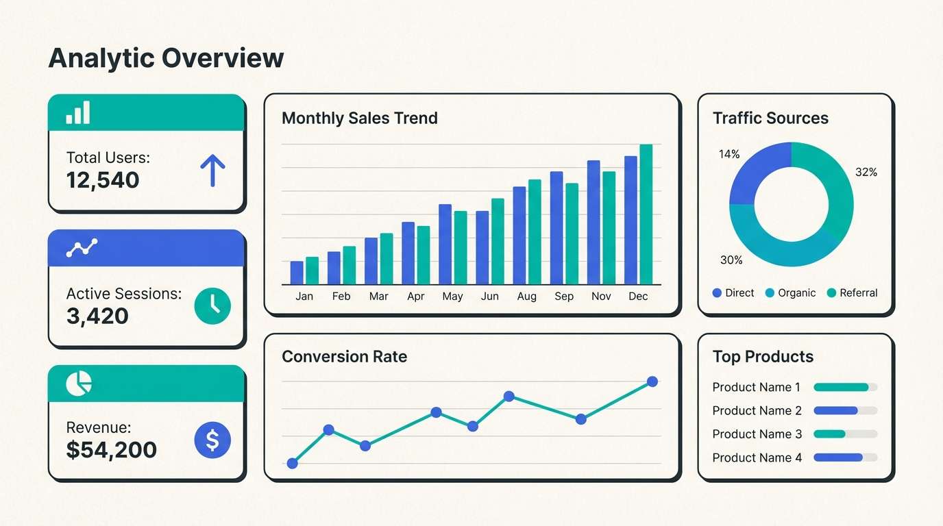 teal dashboard ui mockup