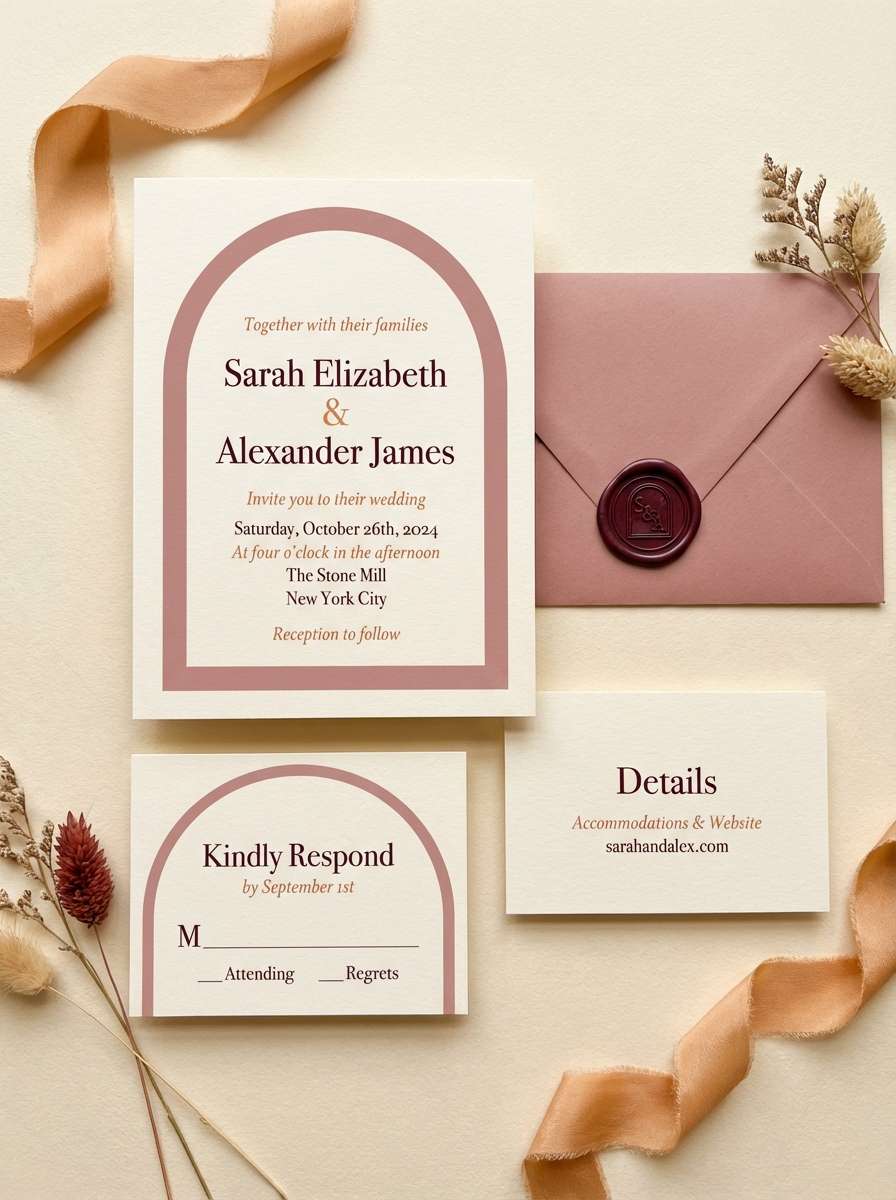 rose wedding invitation suite