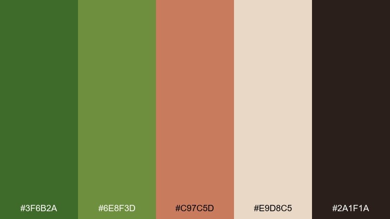 moss and clay sap green color palette with hex codes