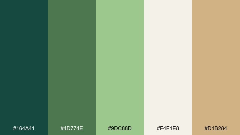 moss and cream color palette with hex codes