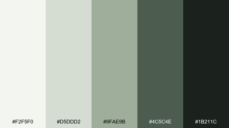 moss and mist color palette with hex codes