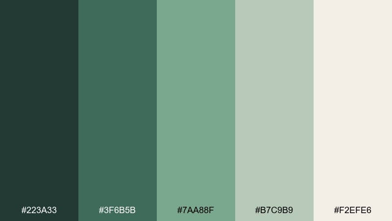 mossy creek nature color palette with hex codes