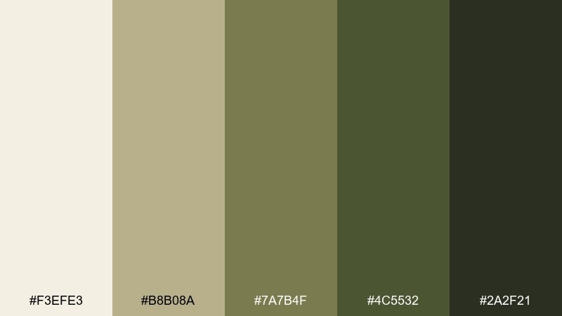 mossy olive autumn color palette with hex codes
