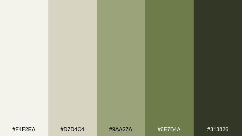 mossy path scandinavian color palette with hex codes