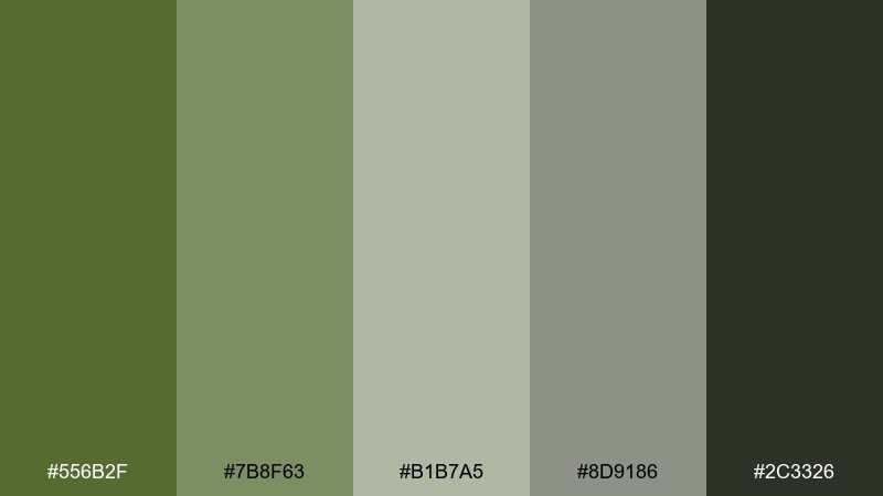 mossy stone olive green color combination with hex codes