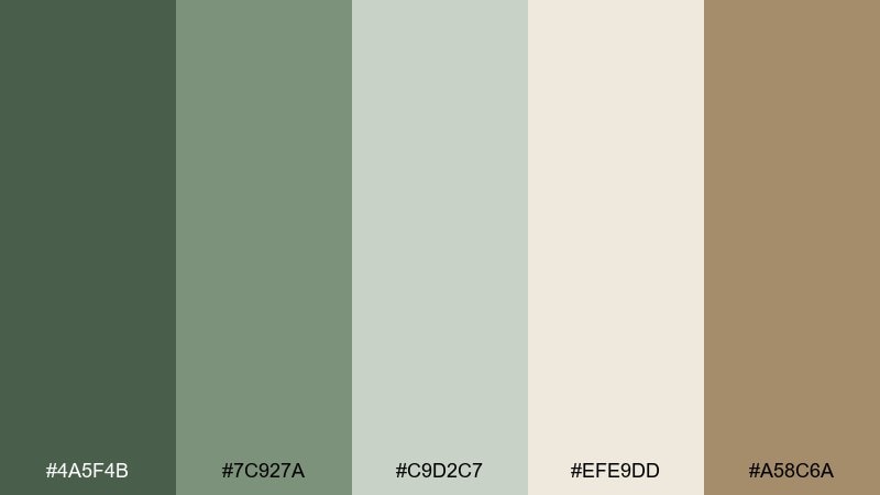 mossy stone spa color palette with hex codes