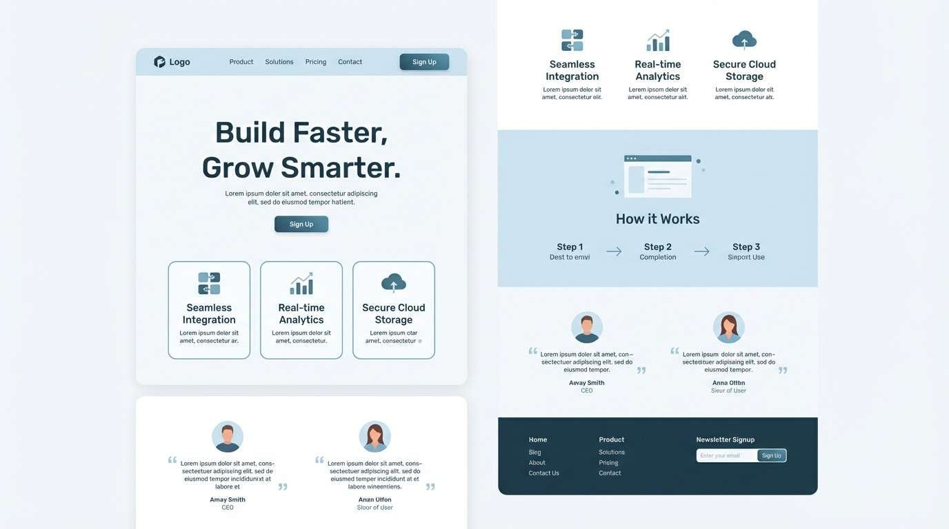 saas landing page ui