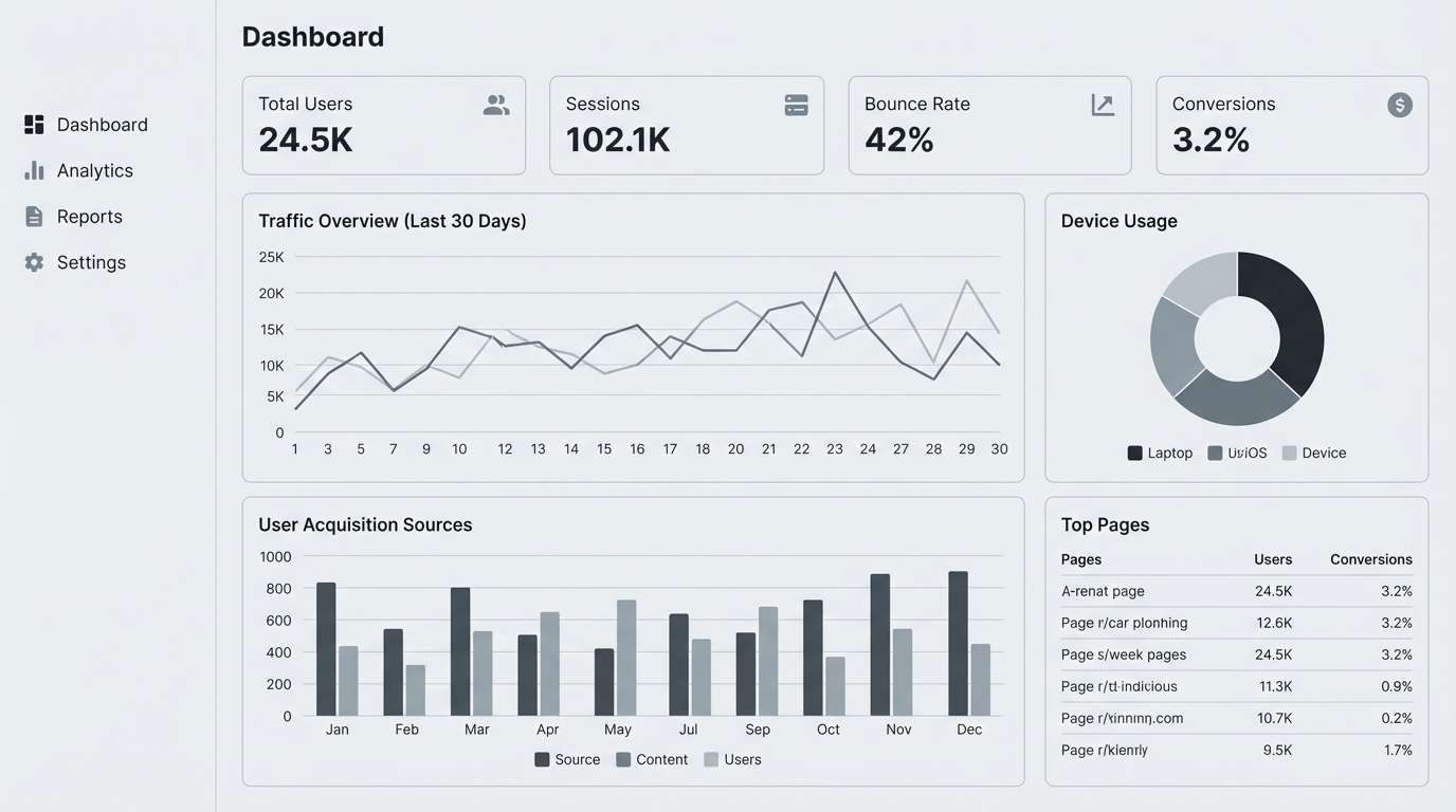 analytics dashboard ui mockup